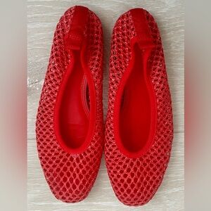 H&M Red Woven Flats with Rounded Toe